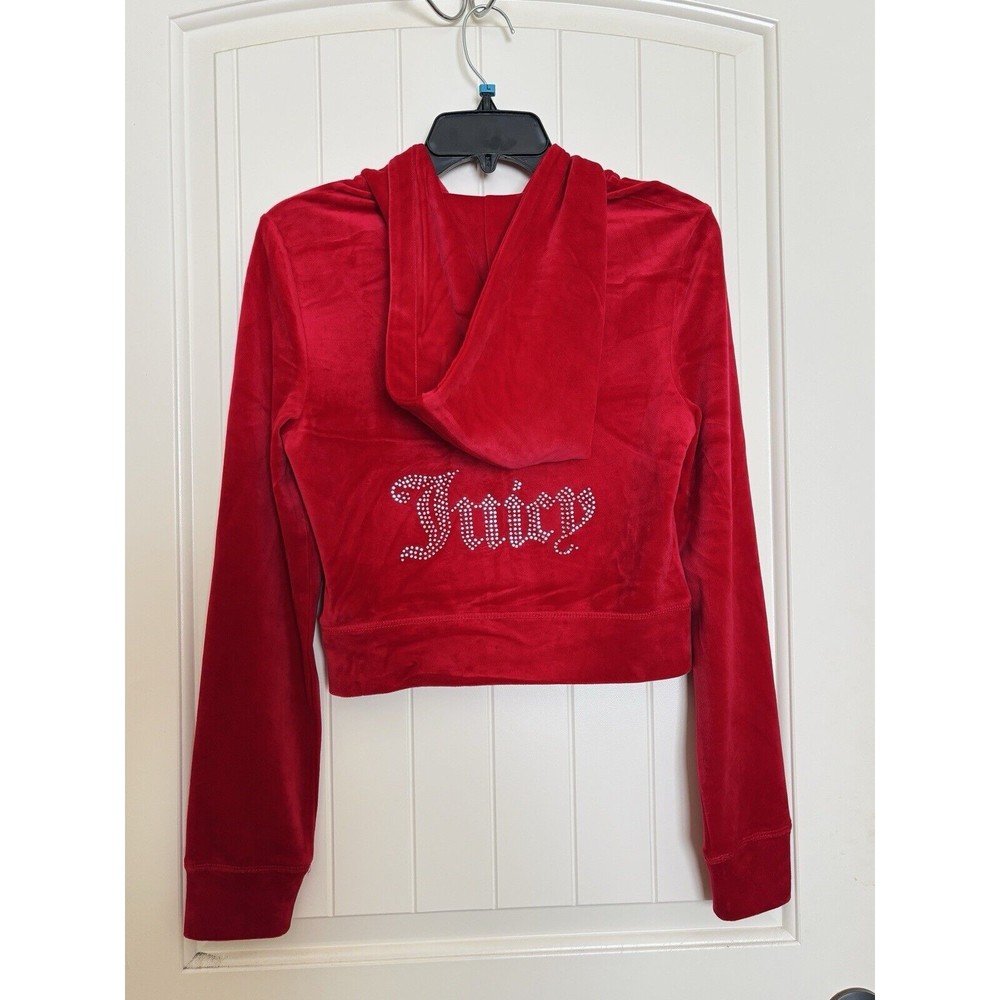 NWT Juicy Couture Velour Tracksuit Top Coco red Hoodie size Small Jacket